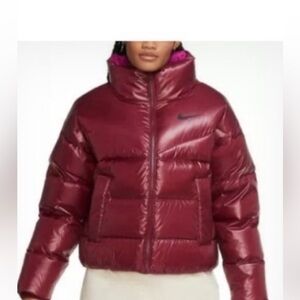 NIKE burgundy puffer coat